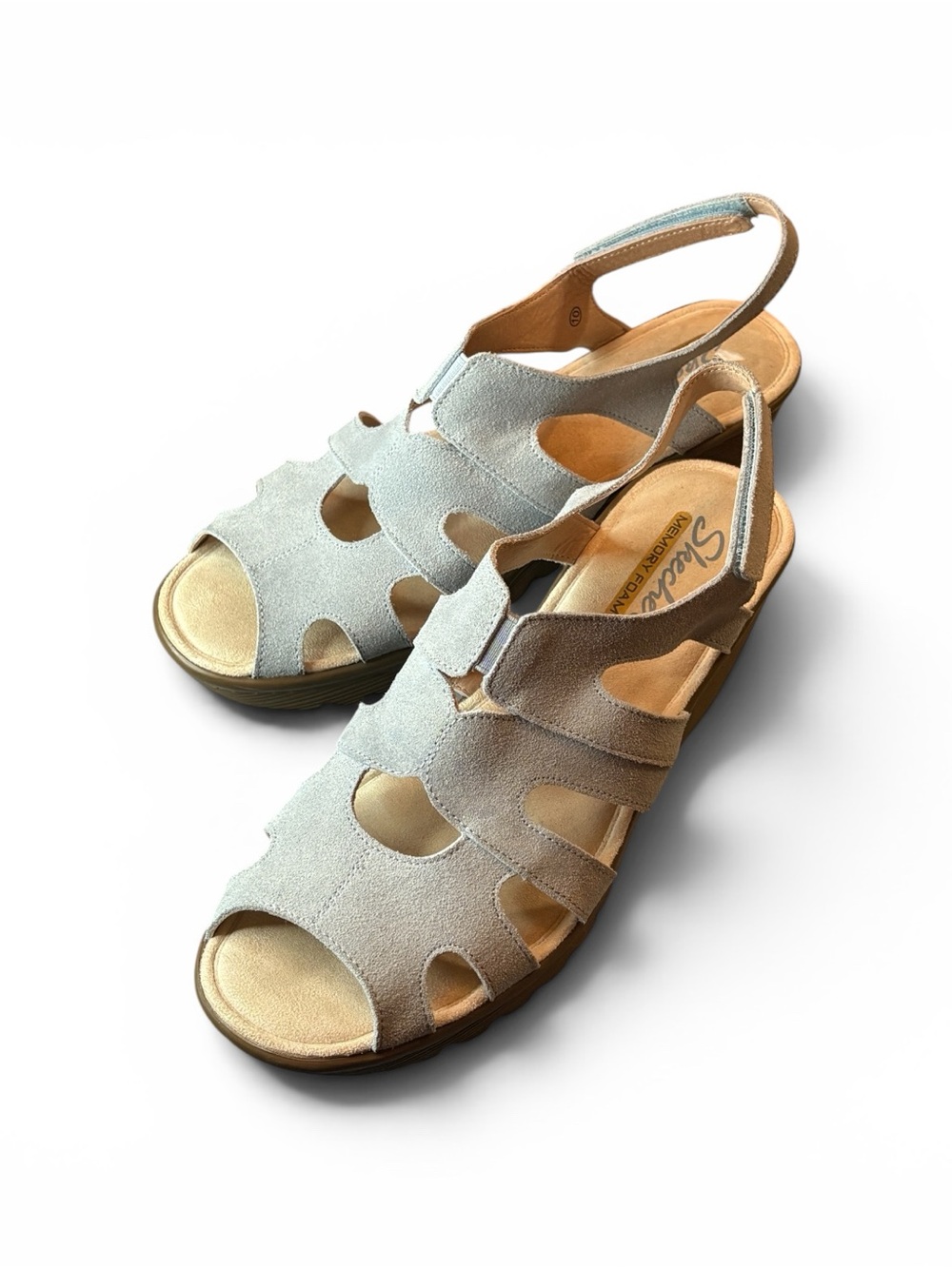 Skechers Women’s Pale Blue Suede Slingback Sandals 0001